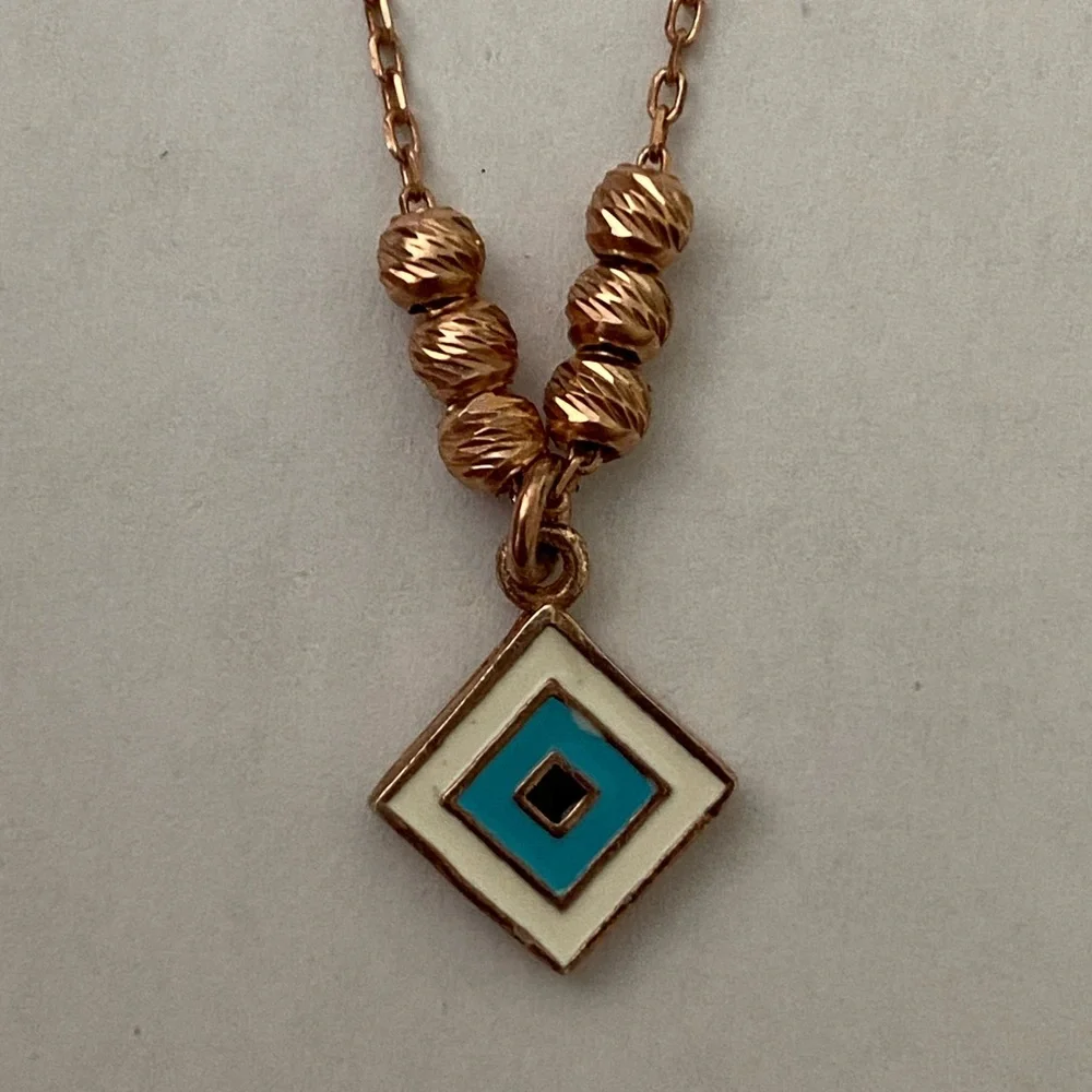 Reversible 925 silver necklace handmade evil eye